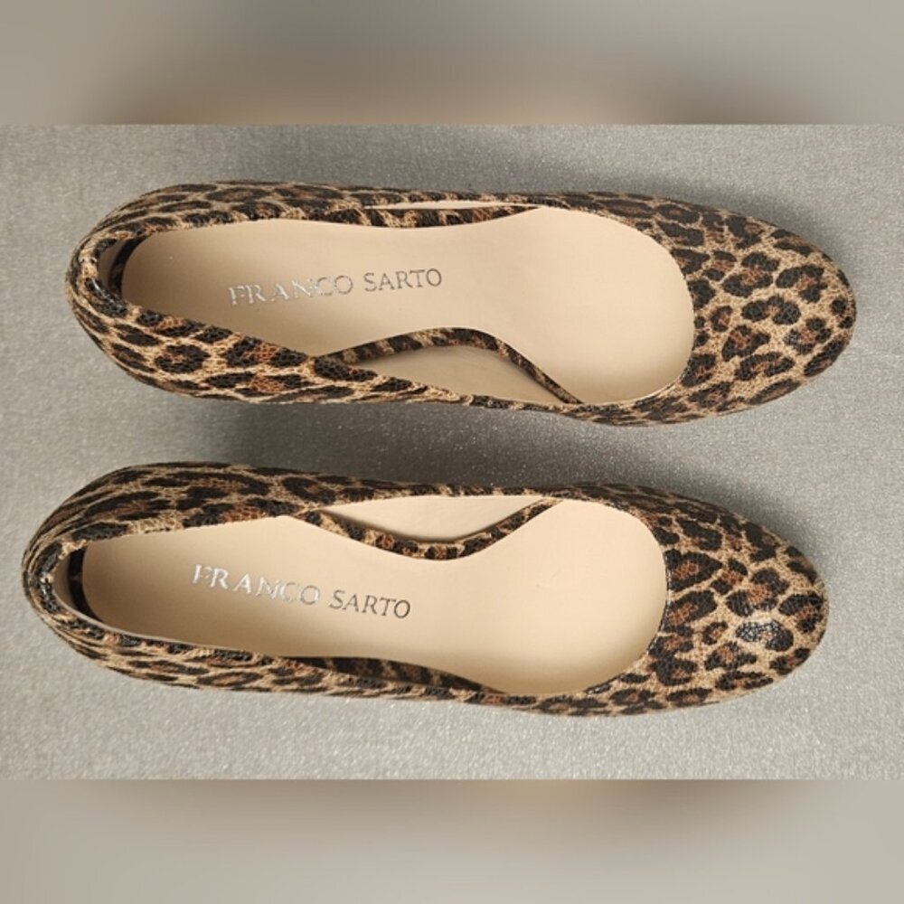 Franco Sarto Leopard Print Round Toe Classic Heels Pumps Size 8M - Picture 7 of 11